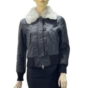 Moiselle Quilted Faux Fur Collar Jacket Women's Black Size 2 UK 10 Italy 38